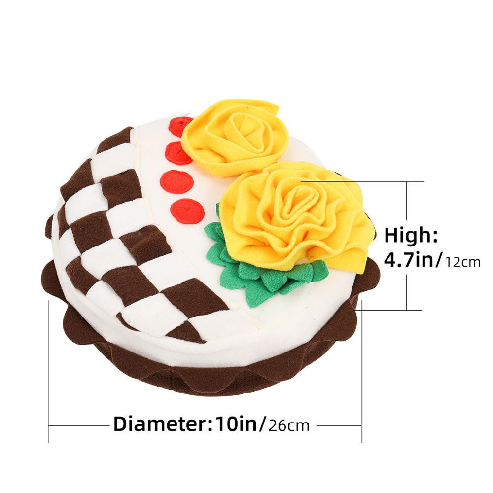 KFX-7428669 Soft Polar Fleece Dog Birthday Cake Sniffing Pad with Suction Cup and Washable Design