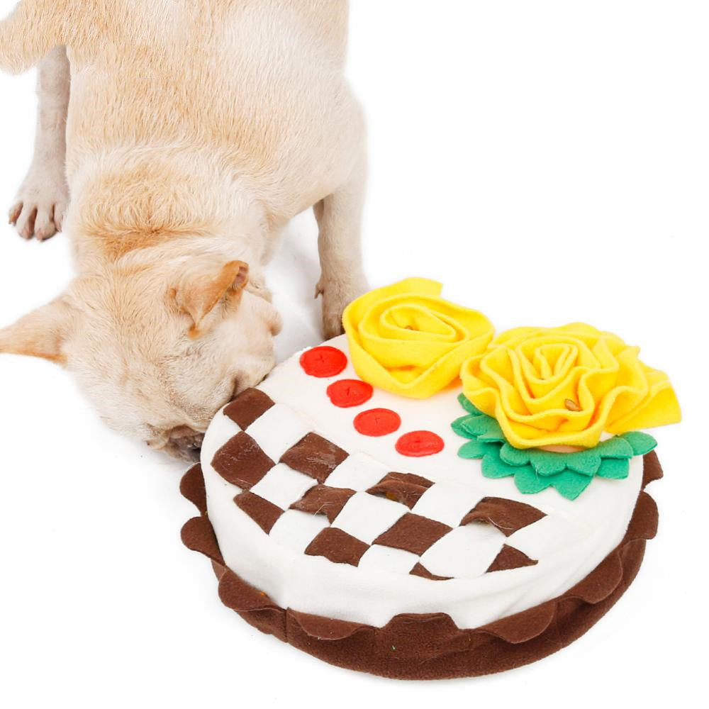 KFX-7428669 Soft Polar Fleece Dog Birthday Cake Sniffing Pad with Suction Cup and Washable Design