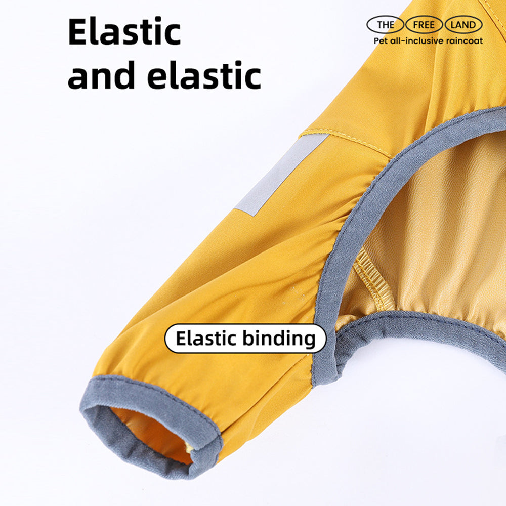 KFX-7431101 Waterproof Dog Raincoat with Hood, Reflective Straps, Leash Hole for Small and Medium Dogs