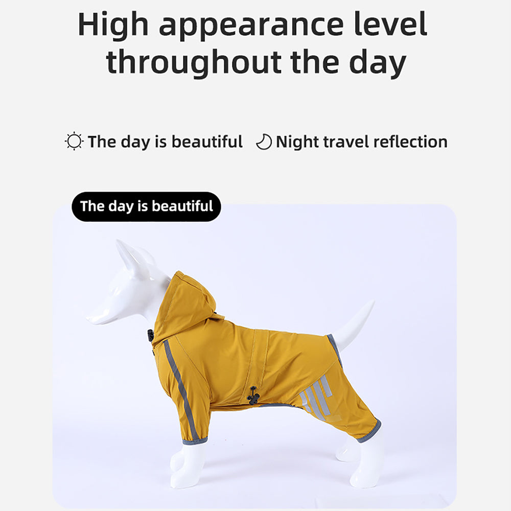 KFX-7431101 Waterproof Dog Raincoat with Hood, Reflective Straps, Leash Hole for Small and Medium Dogs