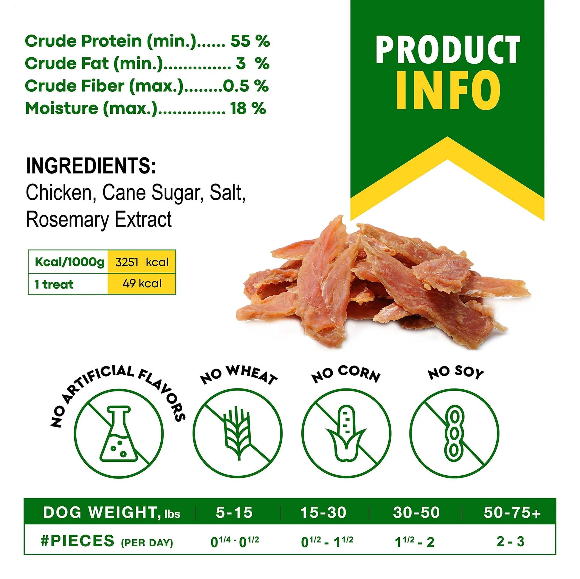 KFX-7433661 All-Natural Chicken Jerky Dog Treats - Grain-Free, High Protein, Soft Chews for Dogs