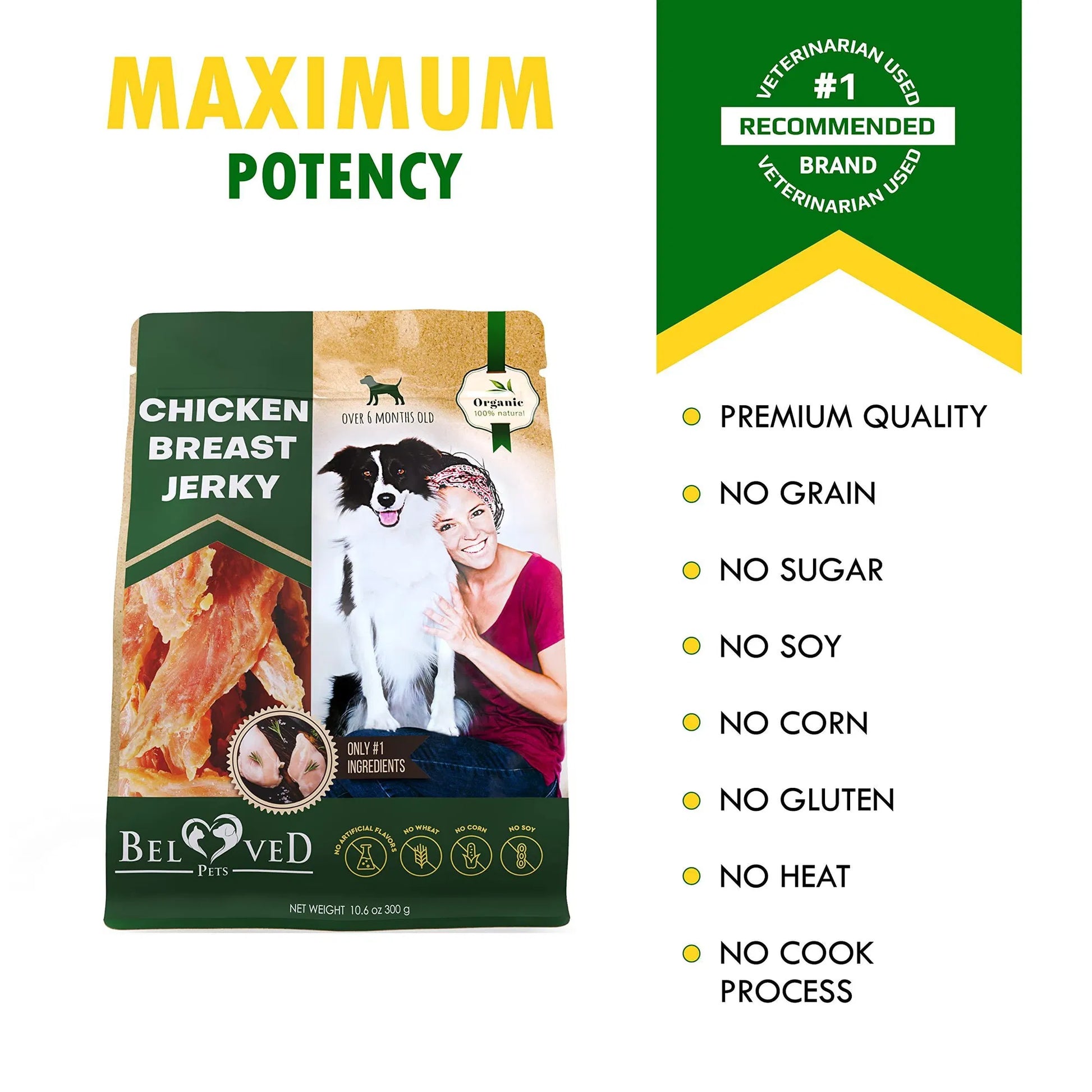 KFX-7433661 All-Natural Chicken Jerky Dog Treats - Grain-Free, High Protein, Soft Chews for Dogs