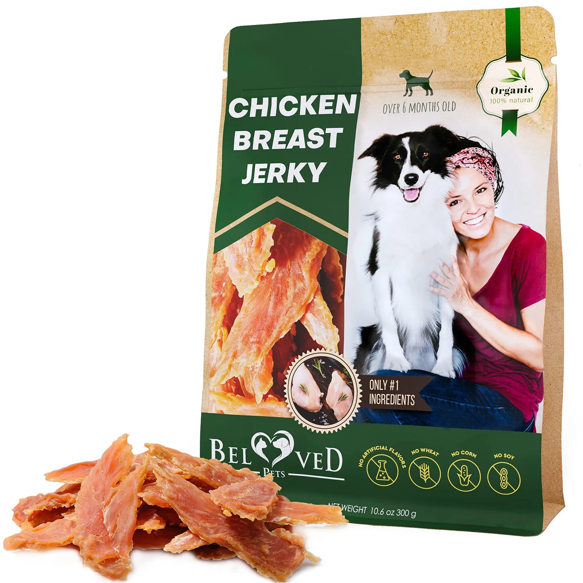 KFX-7433661 All-Natural Chicken Jerky Dog Treats - Grain-Free, High Protein, Soft Chews for Dogs