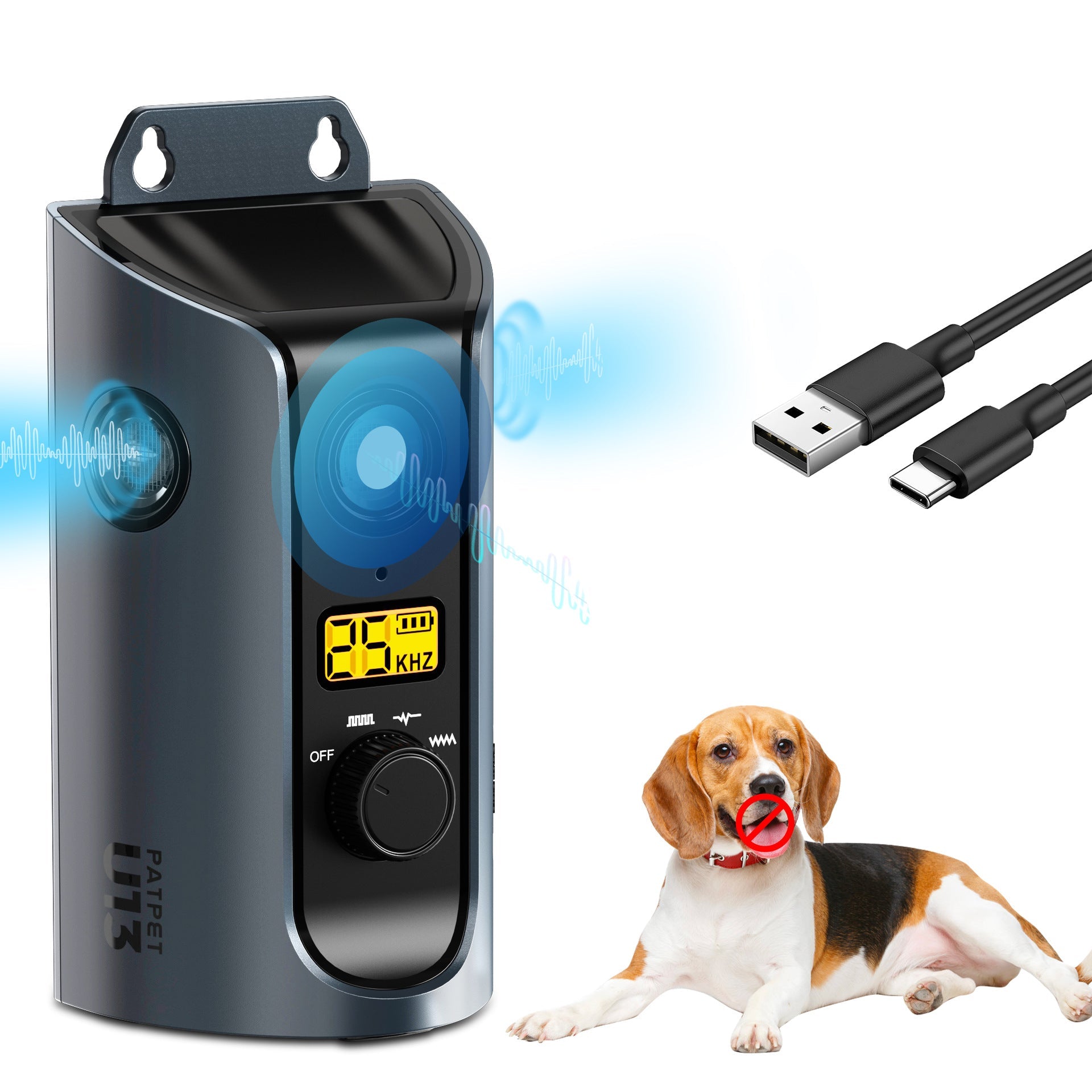 KFX-7436861 Outdoor Intelligent Anti-Barking Device with Multi-Directional Ultrasound, Waterproof IPX5, 15m Range