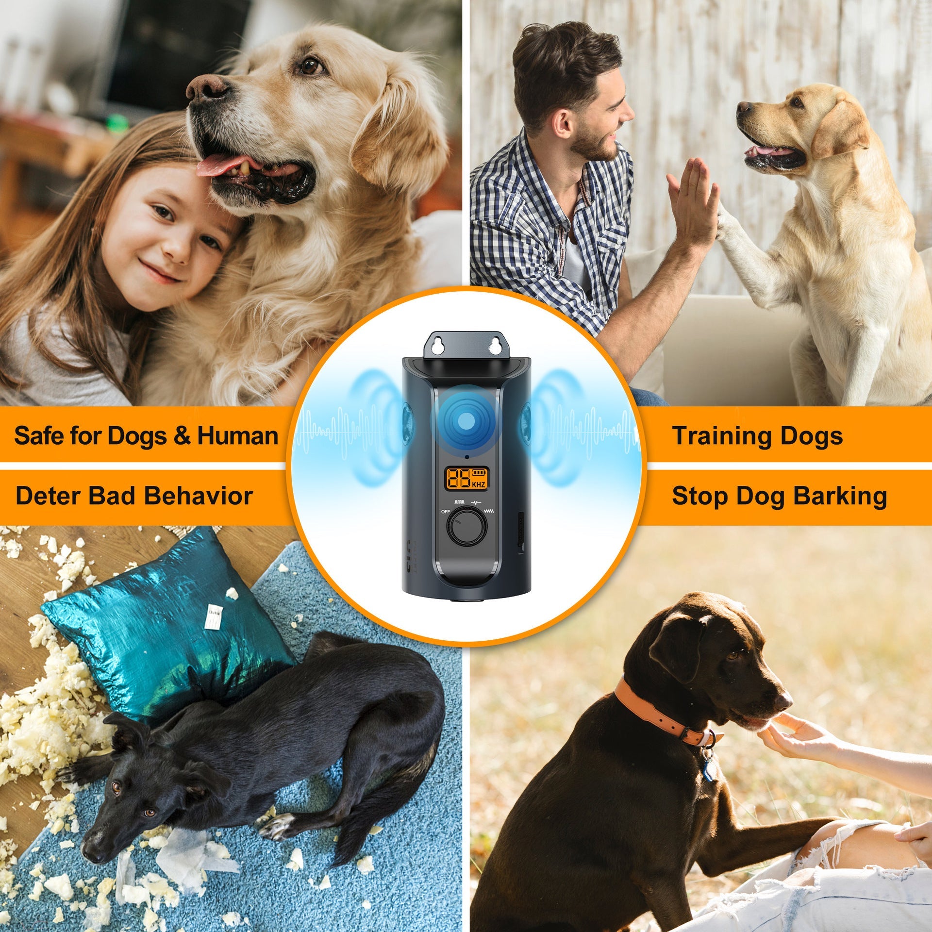 KFX-7436861 Outdoor Intelligent Anti-Barking Device with Multi-Directional Ultrasound, Waterproof IPX5, 15m Range