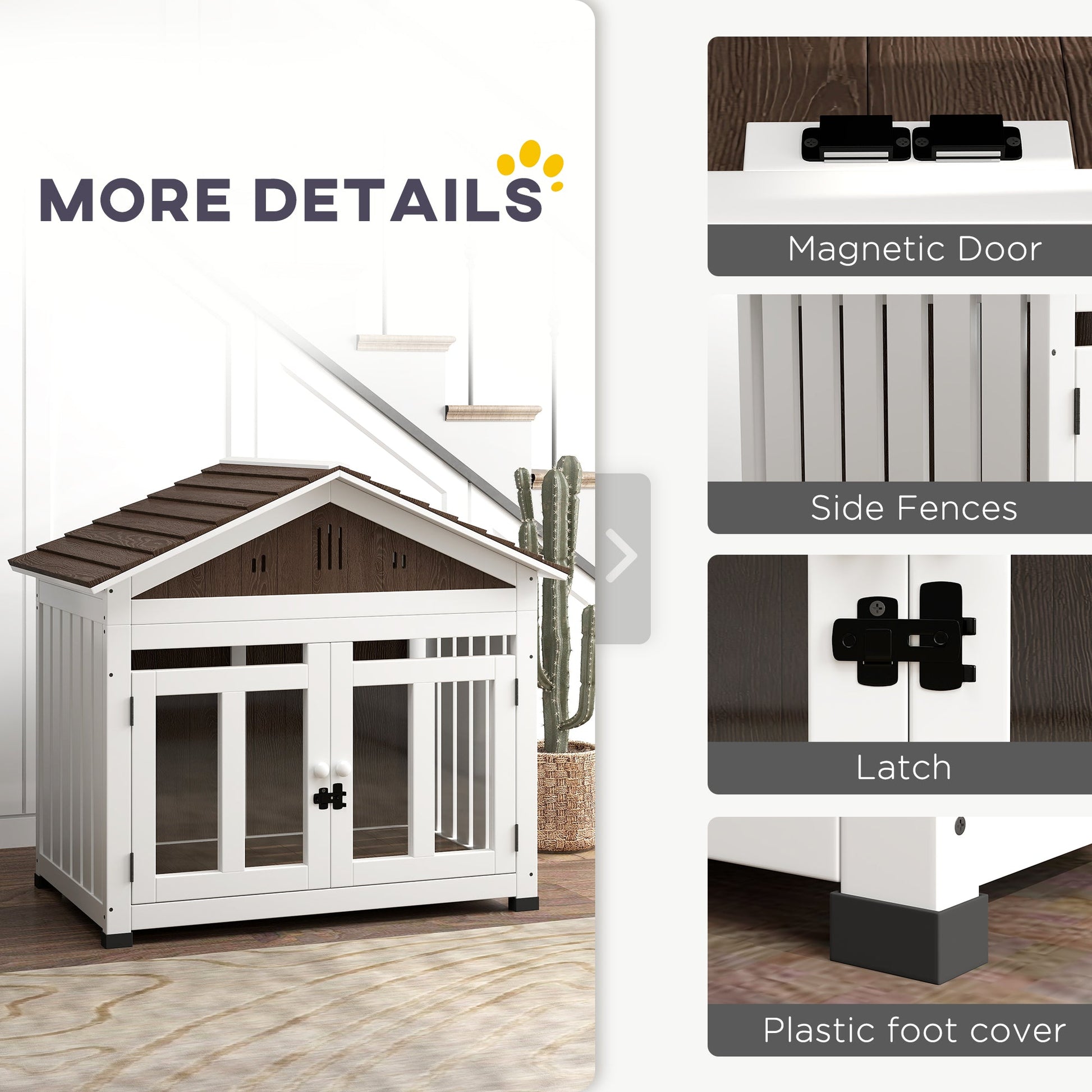 KFX-7437245 Cozy Indoor/Outdoor Wood Dog House with Magnetic Door and Removable Floor for Small Dogs