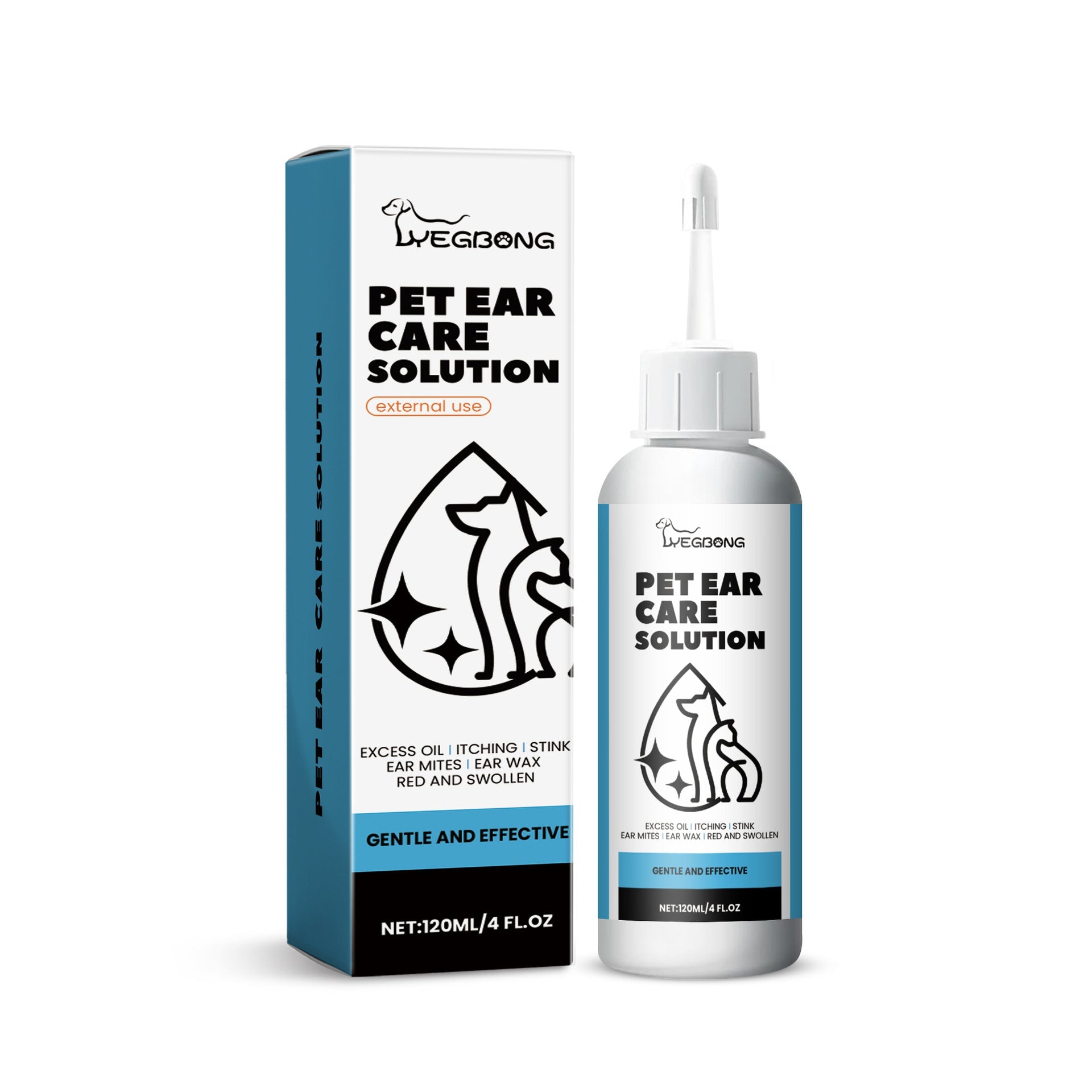 KFX-7441213 Gentle Ear Cleaning Solution for Cats and Dogs – 120ML Ear Wash with Aloe and Jojoba Oil