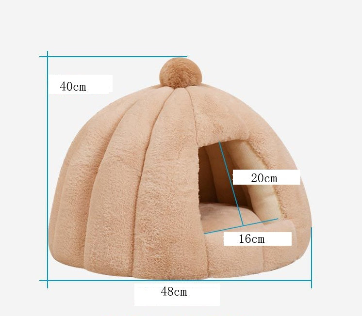 KFX-7443389 Cozy Plush Cat and Dog House with Washable Pumpkin Bag Design