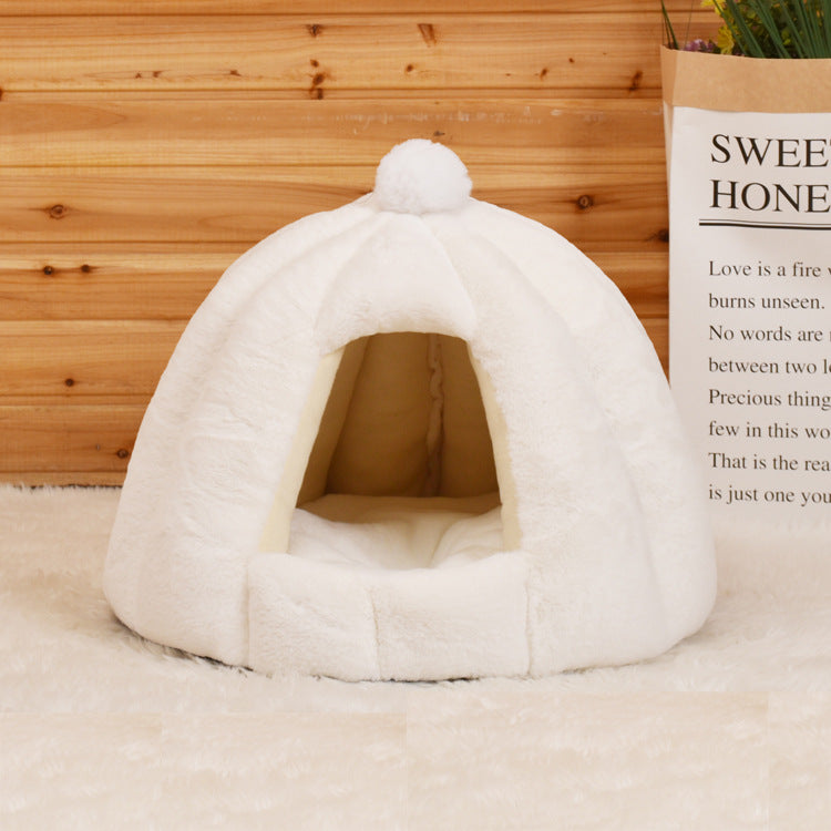 KFX-7443389 Cozy Plush Cat and Dog House with Washable Pumpkin Bag Design