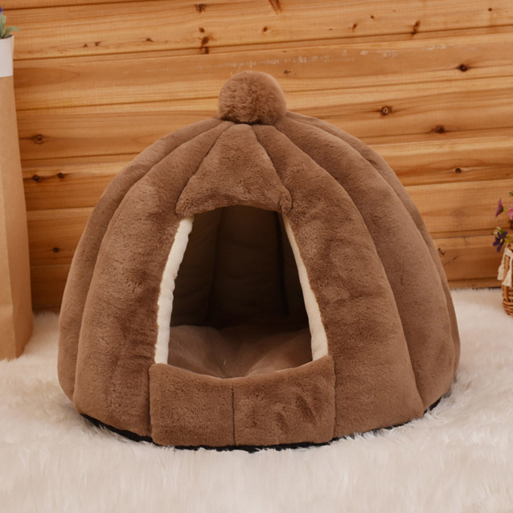 KFX-7443389 Cozy Plush Cat and Dog House with Washable Pumpkin Bag Design