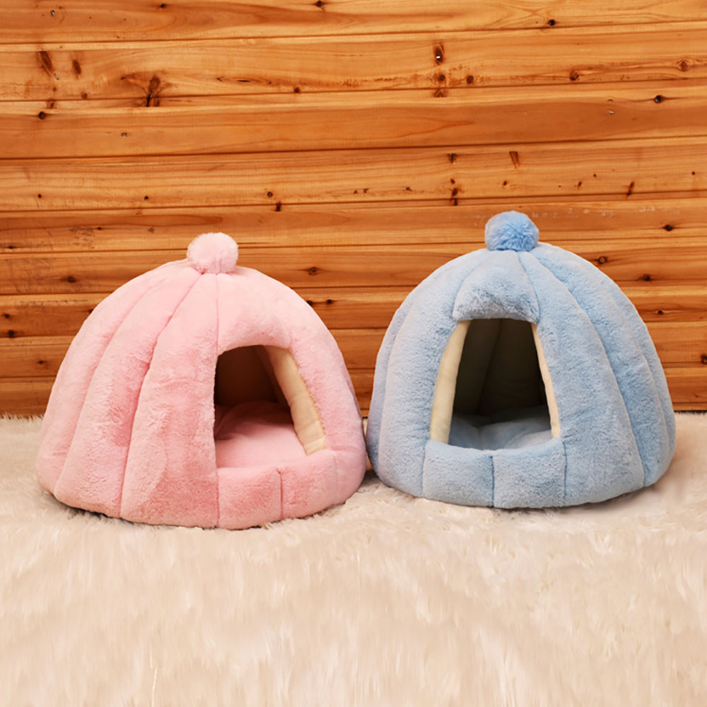 KFX-7443389 Cozy Plush Cat and Dog House with Washable Pumpkin Bag Design