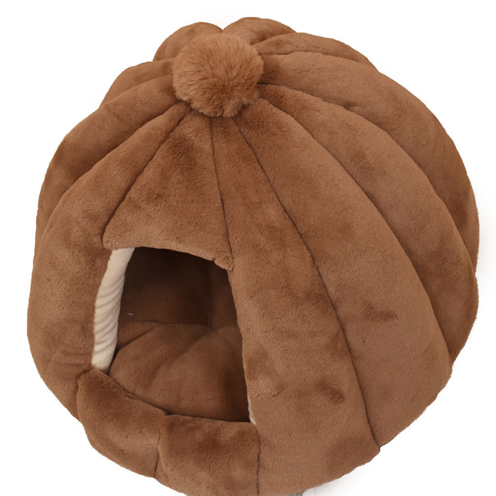 KFX-7443389 Cozy Plush Cat and Dog House with Washable Pumpkin Bag Design