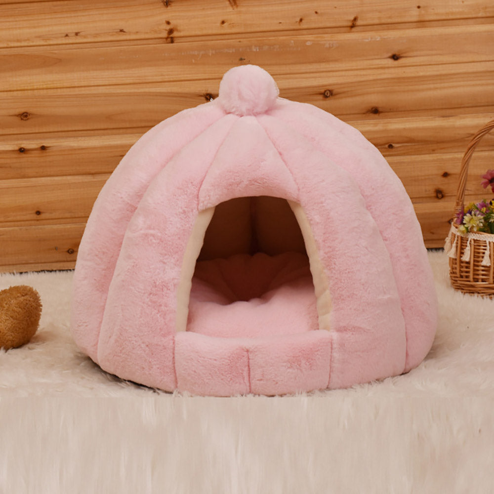 KFX-7443389 Cozy Plush Cat and Dog House with Washable Pumpkin Bag Design
