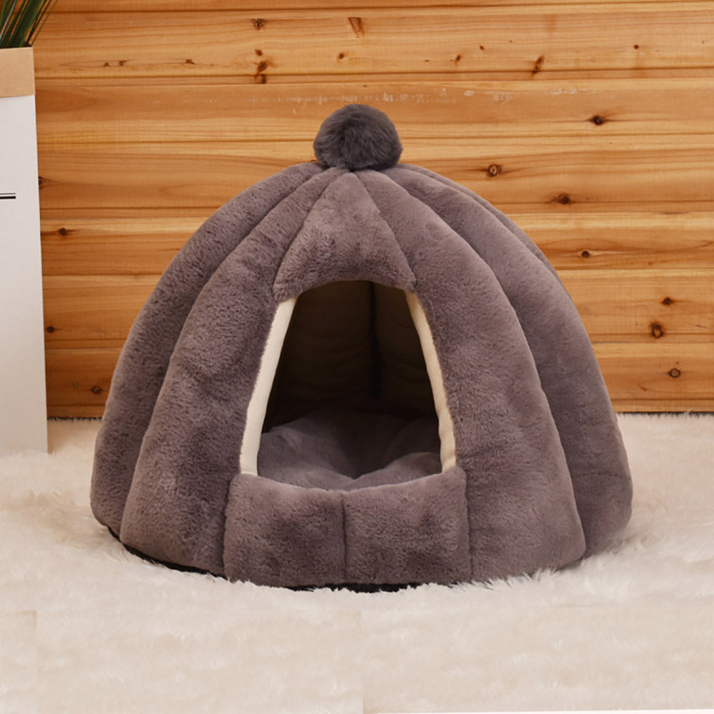 KFX-7443389 Cozy Plush Cat and Dog House with Washable Pumpkin Bag Design
