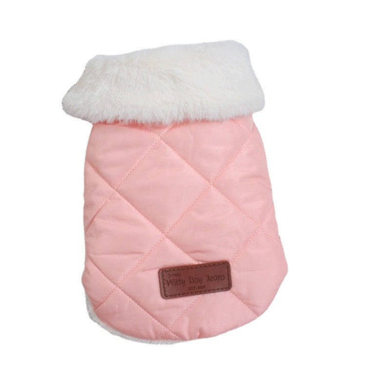 KFX-7443773 Warm Cotton Coat for Dogs - Thickened Autumn/Winter Vest in Pink, Beige, and Dark Gray, Multiple Sizes Available