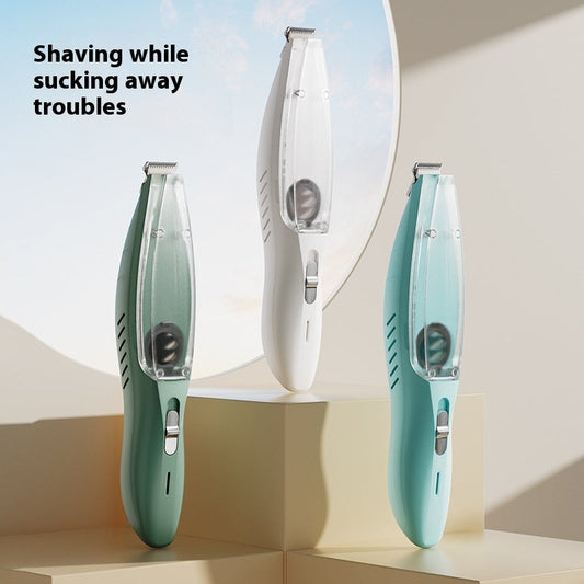 KFX-7444925 Pet Hair Removal Shaver With Vacuum Suction System - Green, White, Blue, ABS & Stainless Steel