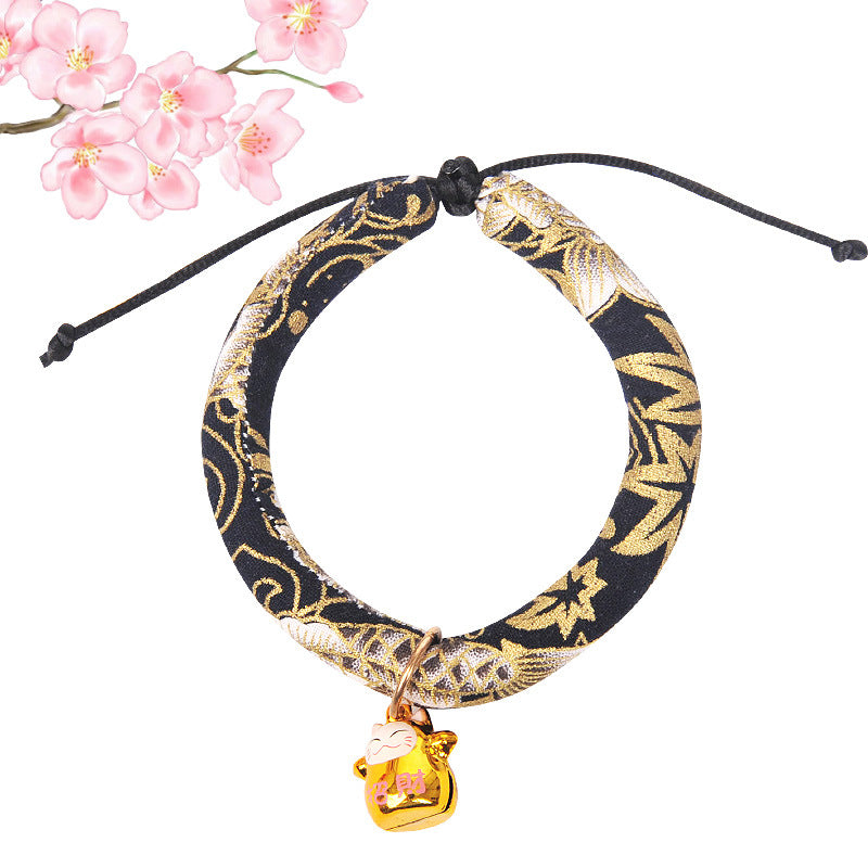 KFX-7447101 Japanese Cartoon Style Pet Collar with Bell - Various Floral and Print Designs