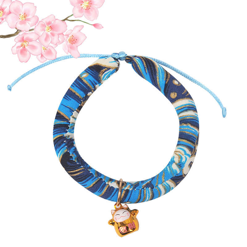 KFX-7447101 Japanese Cartoon Style Pet Collar with Bell - Various Floral and Print Designs