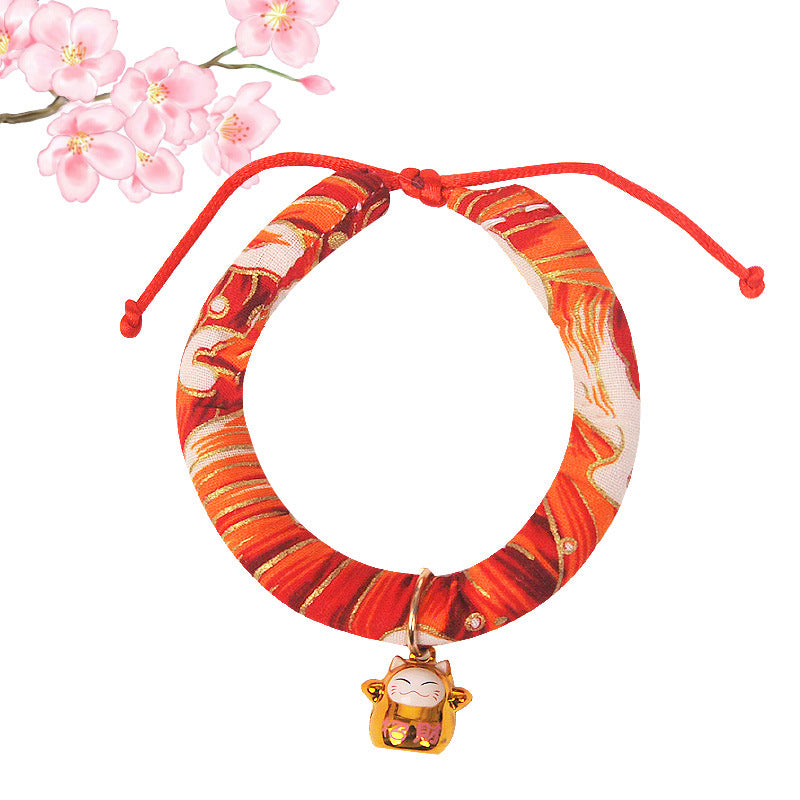 KFX-7447101 Japanese Cartoon Style Pet Collar with Bell - Various Floral and Print Designs
