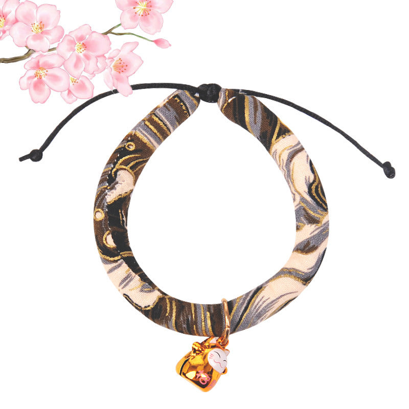KFX-7447101 Japanese Cartoon Style Pet Collar with Bell - Various Floral and Print Designs