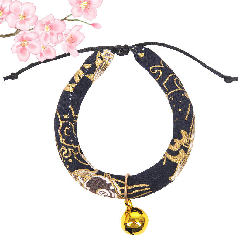 KFX-7447101 Japanese Cartoon Style Pet Collar with Bell - Various Floral and Print Designs