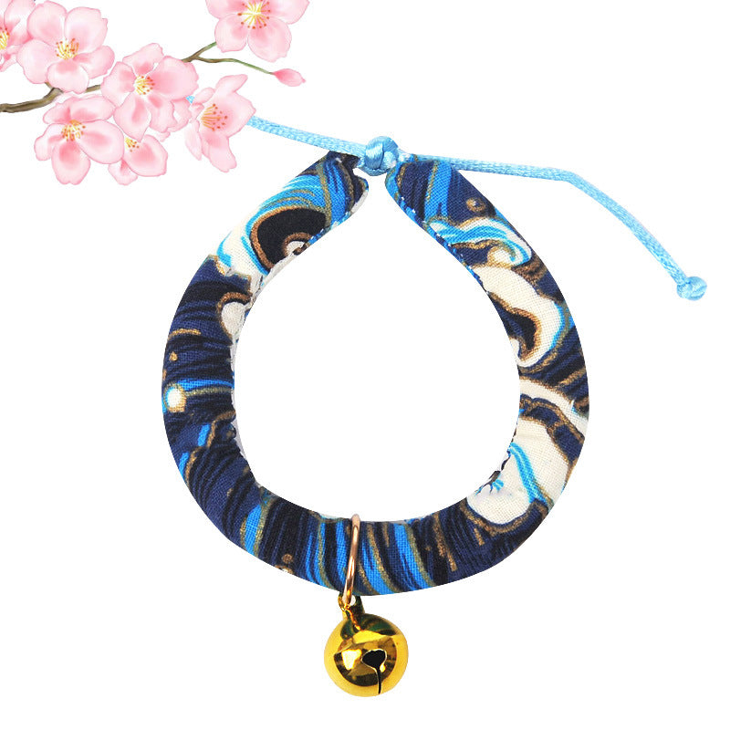 KFX-7447101 Japanese Cartoon Style Pet Collar with Bell - Various Floral and Print Designs