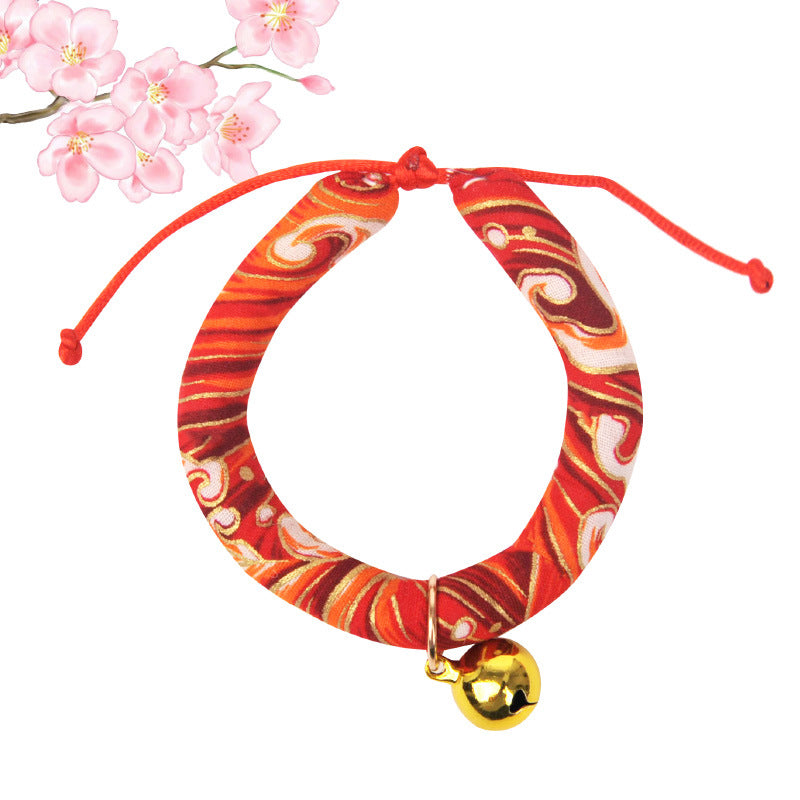 KFX-7447101 Japanese Cartoon Style Pet Collar with Bell - Various Floral and Print Designs