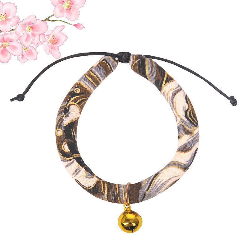 KFX-7447101 Japanese Cartoon Style Pet Collar with Bell - Various Floral and Print Designs