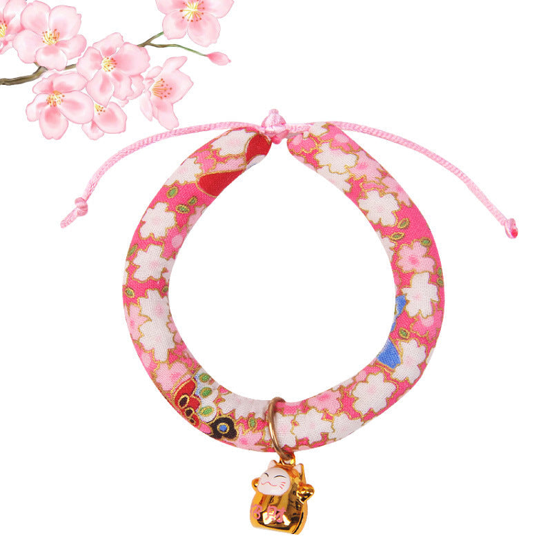 KFX-7447101 Japanese Cartoon Style Pet Collar with Bell - Various Floral and Print Designs