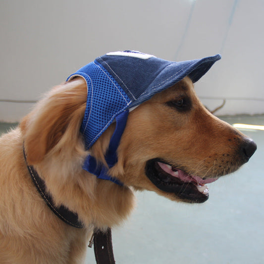 KFX-7447485 G-Shaped Embroidered Corduroy Dog Baseball Cap - Adjustable Sun Protection for Pets