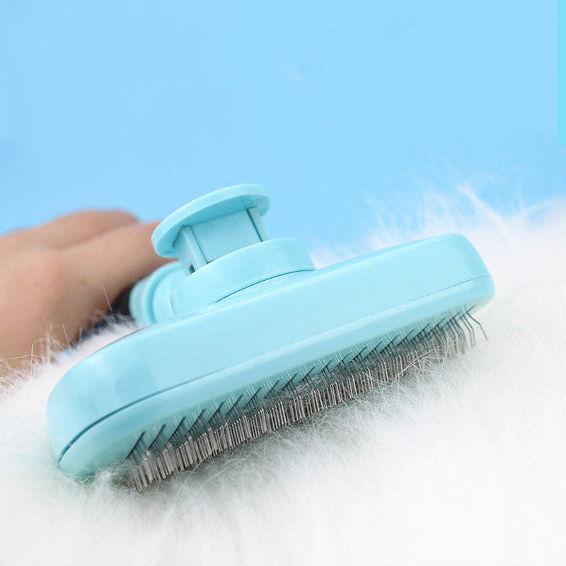 KFX-7450685 Automatic Hair Removal Comb for Cats and Small Dogs - Stainless Steel, Rubber, Plastic, Compact Design 10.5*18CM