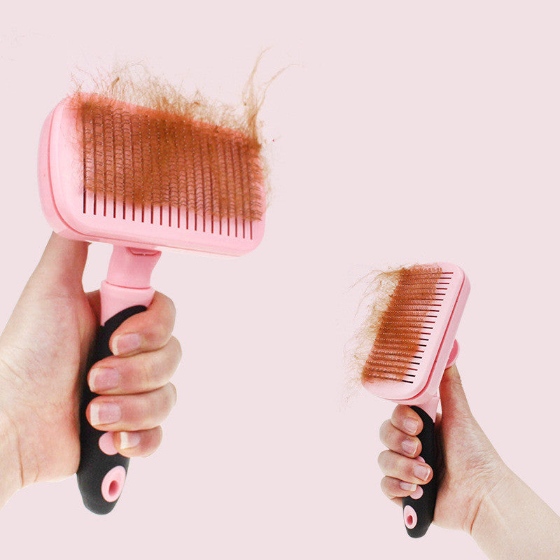 KFX-7450685 Automatic Hair Removal Comb for Cats and Small Dogs - Stainless Steel, Rubber, Plastic, Compact Design 10.5*18CM