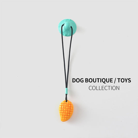 KFX-7453501 Multipurpose Mango Molar Rod for Dogs - Sucker Drawstring Pet Toy in Green, Gray, Red, and Yellow