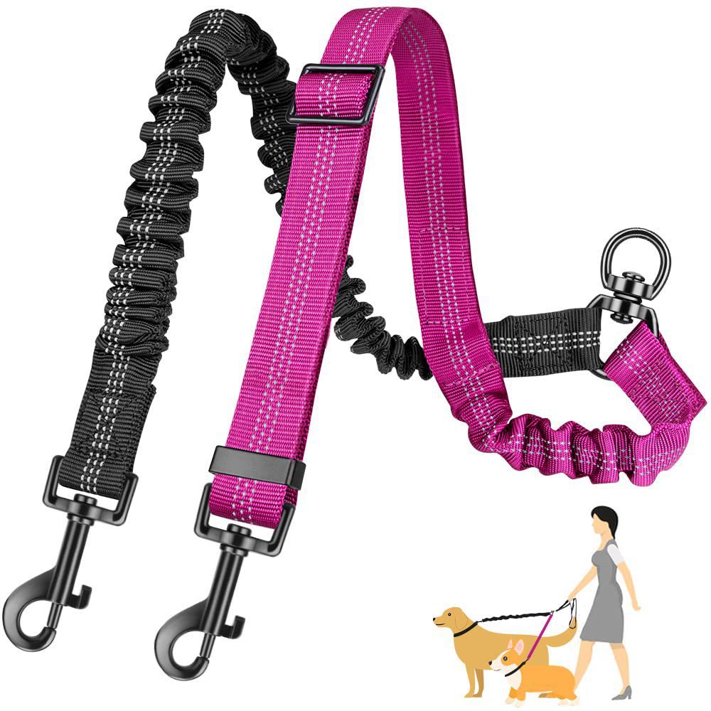 KFX-7454653 Retractable Dog Rope Leash for Two Dogs - Durable Nylon, Multiple Colors