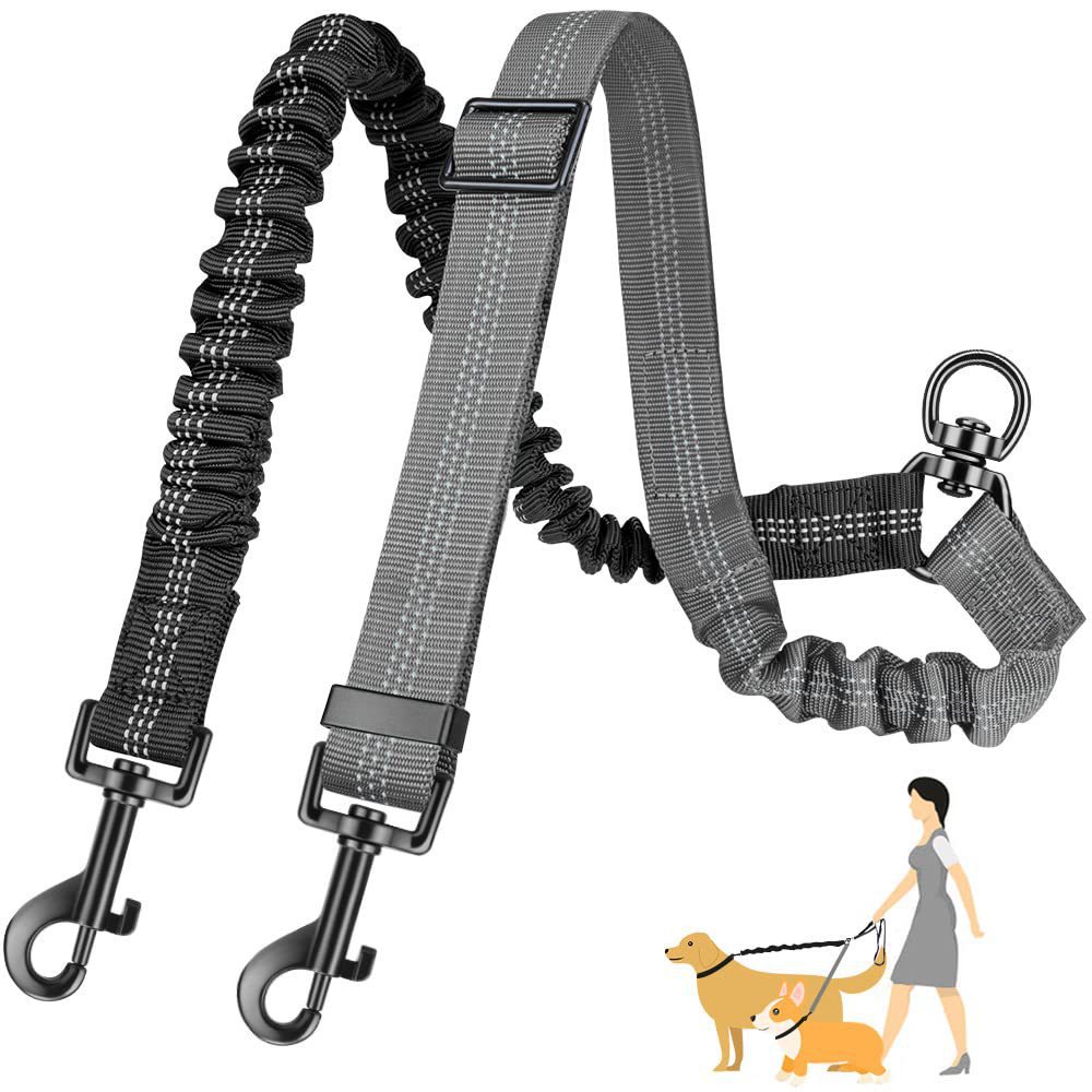 KFX-7454653 Retractable Dog Rope Leash for Two Dogs - Durable Nylon, Multiple Colors