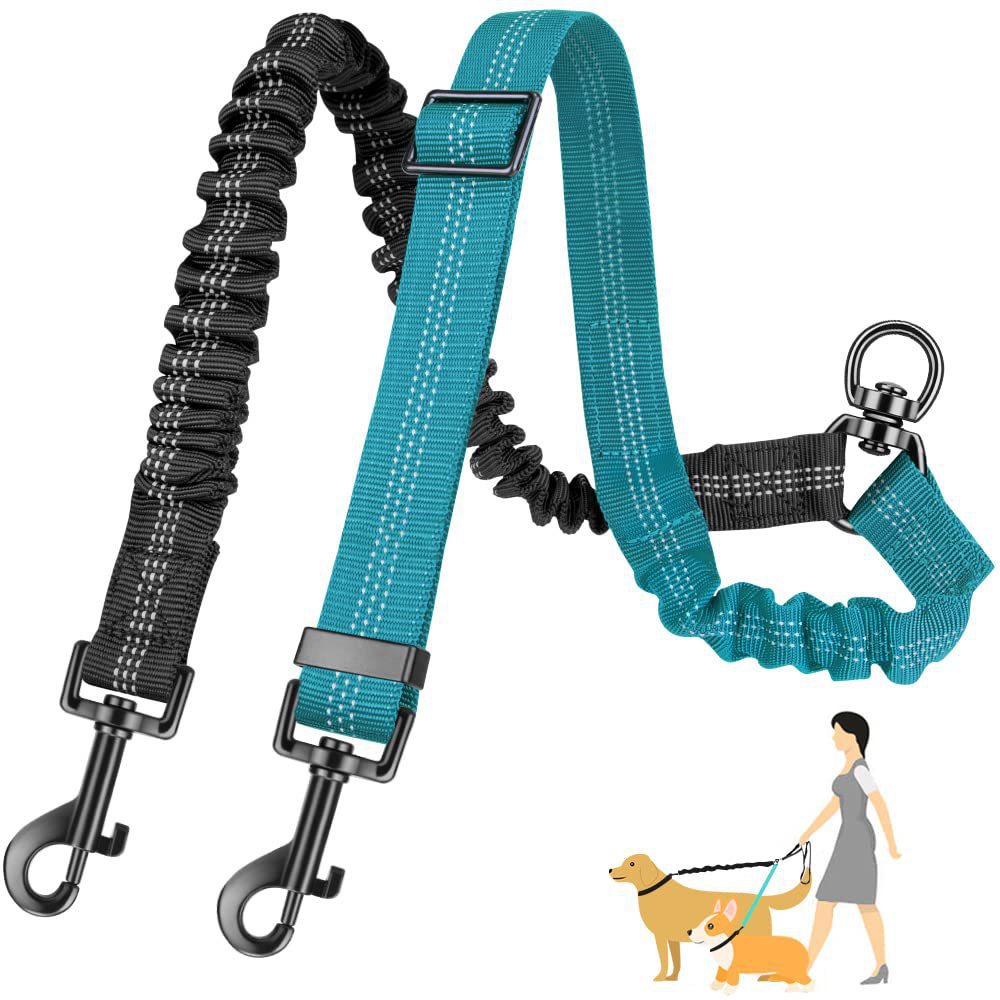 KFX-7454653 Retractable Dog Rope Leash for Two Dogs - Durable Nylon, Multiple Colors