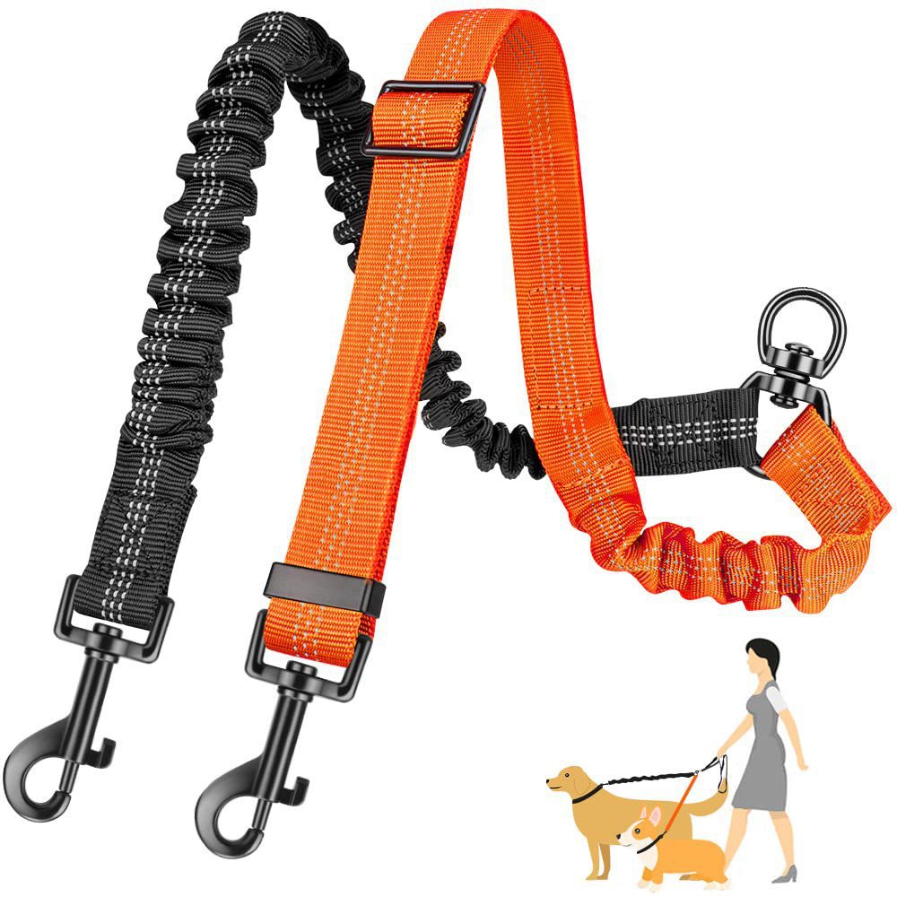 KFX-7454653 Retractable Dog Rope Leash for Two Dogs - Durable Nylon, Multiple Colors