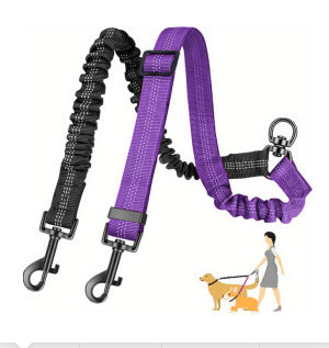 KFX-7454653 Retractable Dog Rope Leash for Two Dogs - Durable Nylon, Multiple Colors