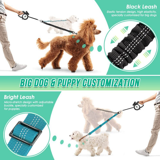 KFX-7454653 Retractable Dog Rope Leash for Two Dogs - Durable Nylon, Multiple Colors