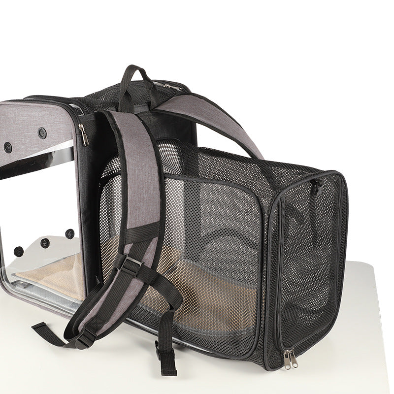 KFX-7457085 Portable Expandable Cat Carrier - Oxford Cloth, Breathable Space Bag for Pets Up to 20kg