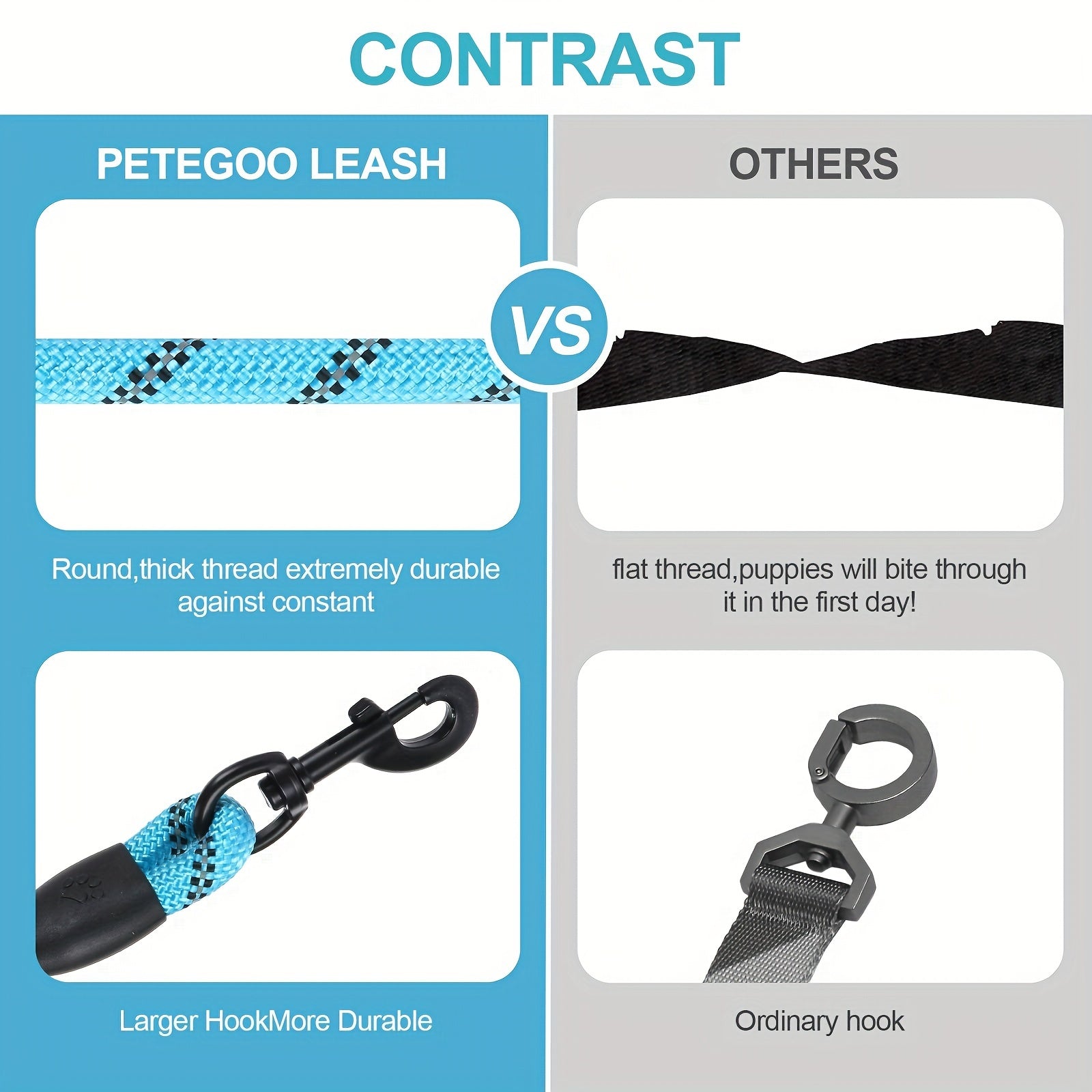 KFX-7458109 Dogs Leash with Padded Handle and Reflective Stitching for Comfortable Jogging and Training