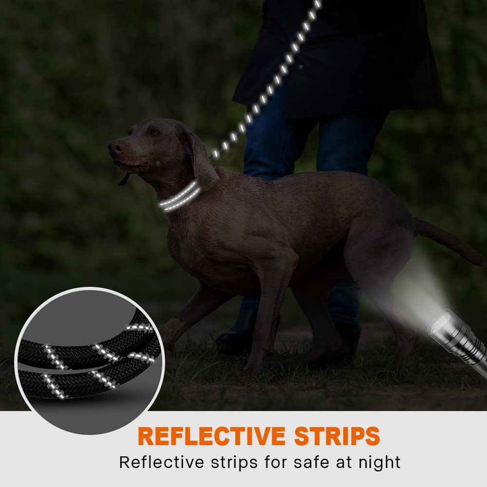 KFX-7458109 Dogs Leash with Padded Handle and Reflective Stitching for Comfortable Jogging and Training