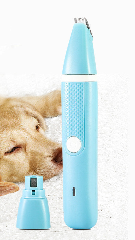 KFX-7458621 Dual-Purpose Pet Nail Polisher and Hair Trimmer with USB Charger and Accessories