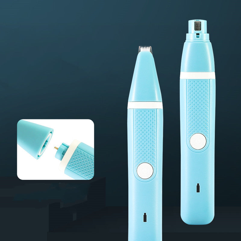 KFX-7458621 Dual-Purpose Pet Nail Polisher and Hair Trimmer with USB Charger and Accessories