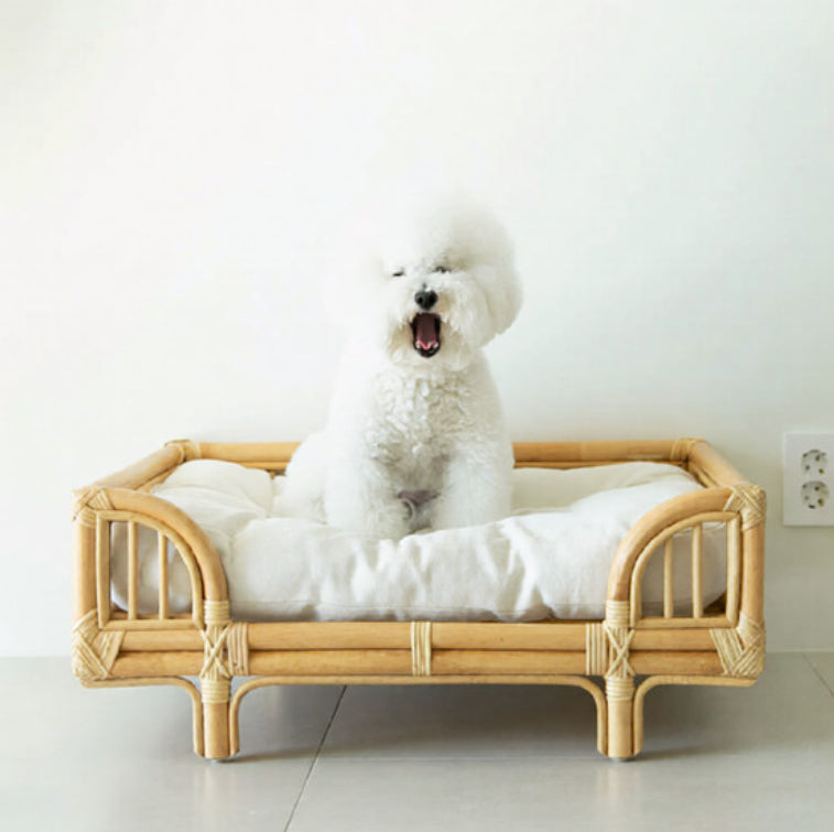 KFX-7459261 Natural Rattan Handmade Square Dog Bed in Wood Color