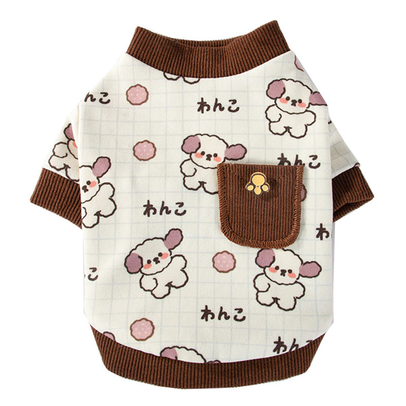 KFX-7459389 Cozy Velvet Bear Home Wear for Cats and Dogs - Cute Two-Legged Autumn and Winter Outfit