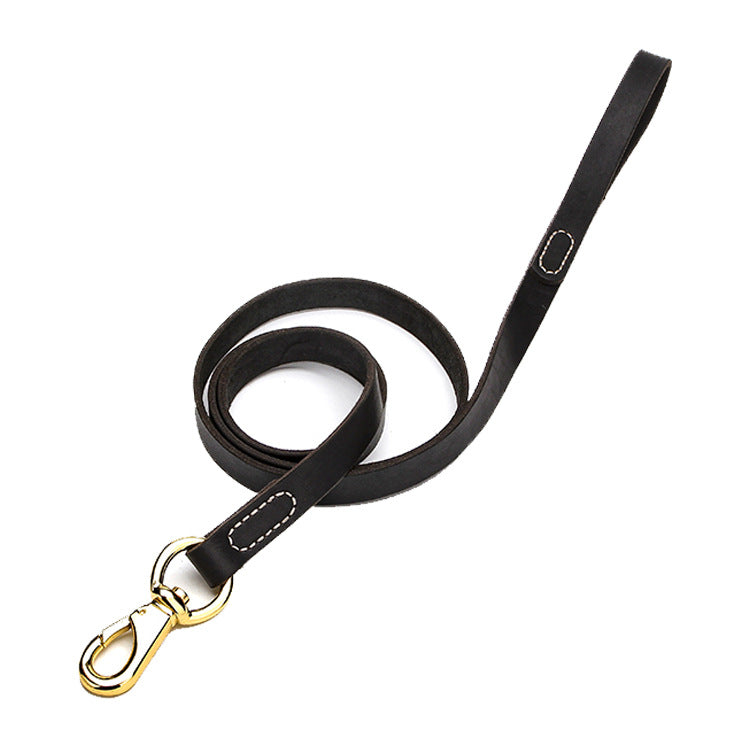 KFX-7460413 Cowhide Leather Dog Leash for Medium and Large Dogs - 1.6cm or 2.0cm Wide, Available in Black and Brown