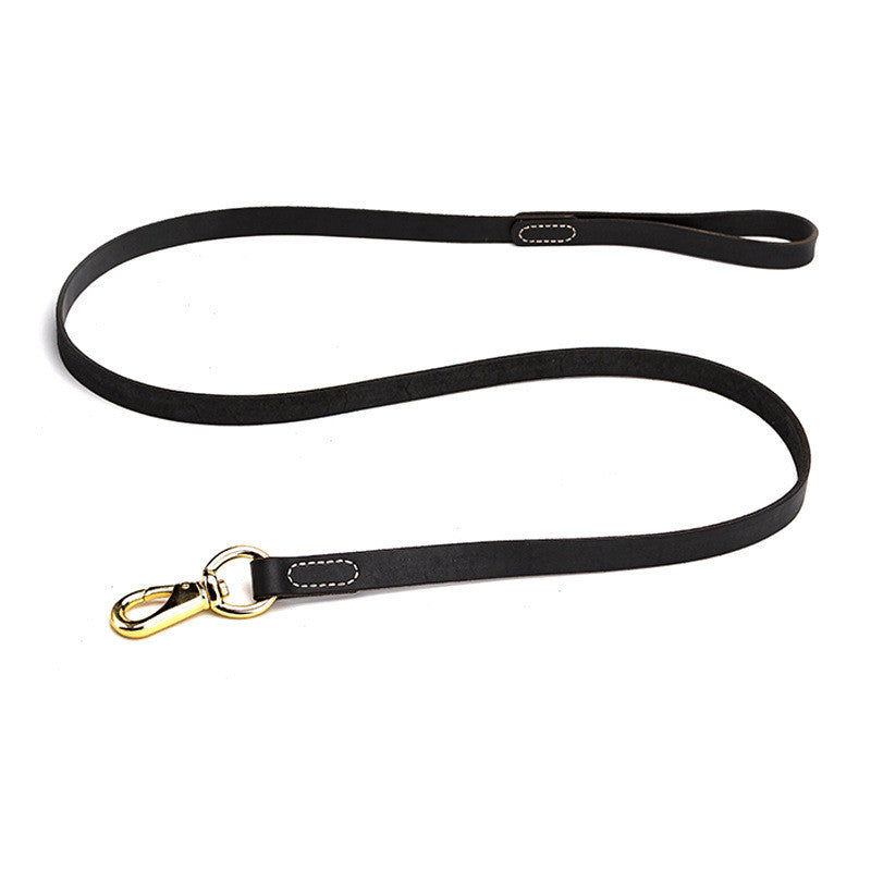 KFX-7460413 Cowhide Leather Dog Leash for Medium and Large Dogs - 1.6cm or 2.0cm Wide, Available in Black and Brown
