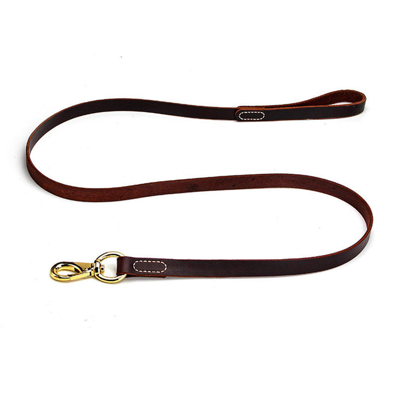 KFX-7460413 Cowhide Leather Dog Leash for Medium and Large Dogs - 1.6cm or 2.0cm Wide, Available in Black and Brown