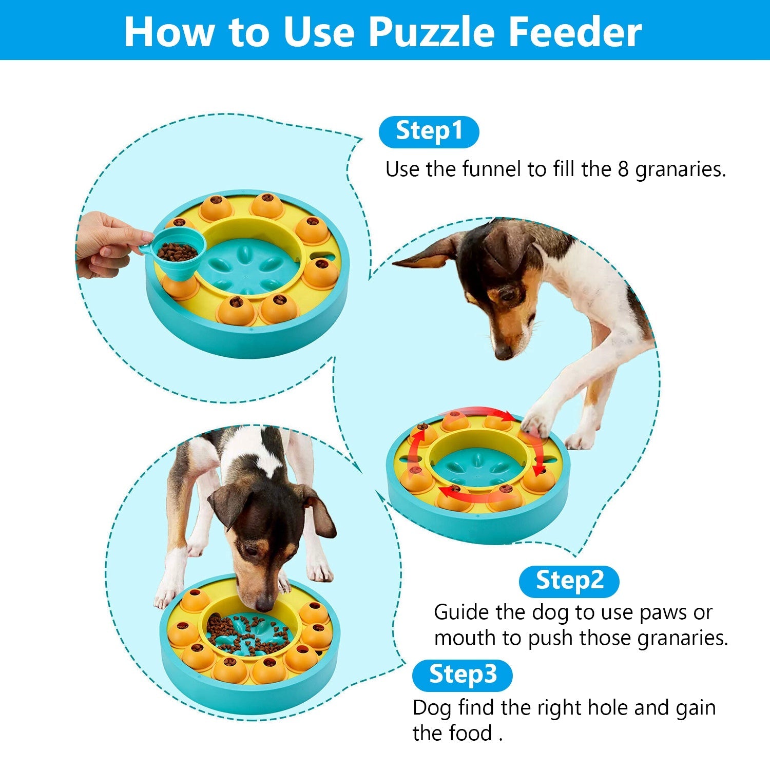 KFX-7460797 Interactive Dog Puzzle Feeder with Slow Feed Function for IQ Training and Mental Enrichment